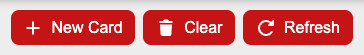 Three red buttons: New Card, Clear and Refresh.